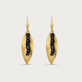 Brass Leaves w Glass Beads Earring