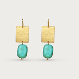 Brass w Turquoise Square Earring