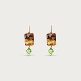 Square Tiger Eye w Crystal Earring