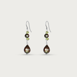 Brown Nugget Pearl w Peridot Earring