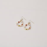White Mini Pearl w Multicolor Gems Earring