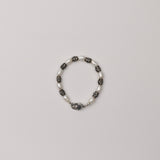 Freshwater Rice Pearl w Curved Silver Tube Bracelet