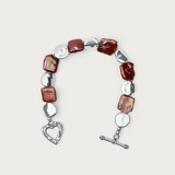 Copper Color keishi Pearl w Silver Coin Bracelet