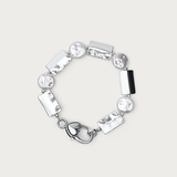 Coin Pearl w Silver Rectangle Bracelet
