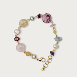 Gemstone and Pearl Brass Wired Bracelet