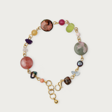 Gemstone and Pearl Brass Wired Bracelet