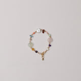 Gemstone and Pearl Brass Wired Bracelet