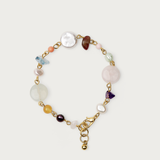 Gemstone and Pearl Brass Wired Bracelet