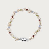 White Mini Pearl w Mini Gemstone Bracelet