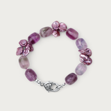 Purple Fluorite w Purple Keishi Bracelet
