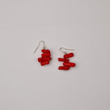 Red Coral Bars Earrings
