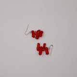 Red Coral Bars Earrings