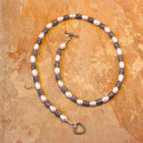 Rice Pearl w Silver Curved Tube Necklace