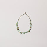 Suede Strips w Pearl Necklace