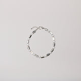 White Coin Pearl w Silver Rectangle Necklace