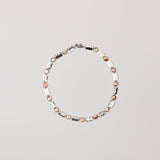 Beige Coin w Silver Rectangle Necklace