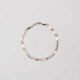 Beige Coin w Silver Rectangle Necklace