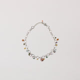 Silver Bubble Chain w Pearl and Gemstone Necklace