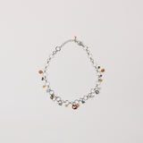 Silver Bubble Chain w Pearl and Gemstone Necklace
