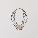 Triple Black Pearl w Gold Filled Crochet Net Work Choker