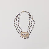 Triple Black Pearl w Gold Filled Crochet Net Work Choker