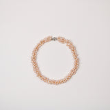 Pink Rice Triple String Twisted Necklace