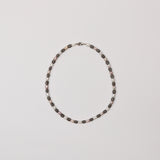 Rice Pearl w Silver Curved Tube Necklace