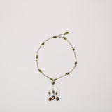 Brown Water Drop Pear w Peridot Chips Pendent Necklace