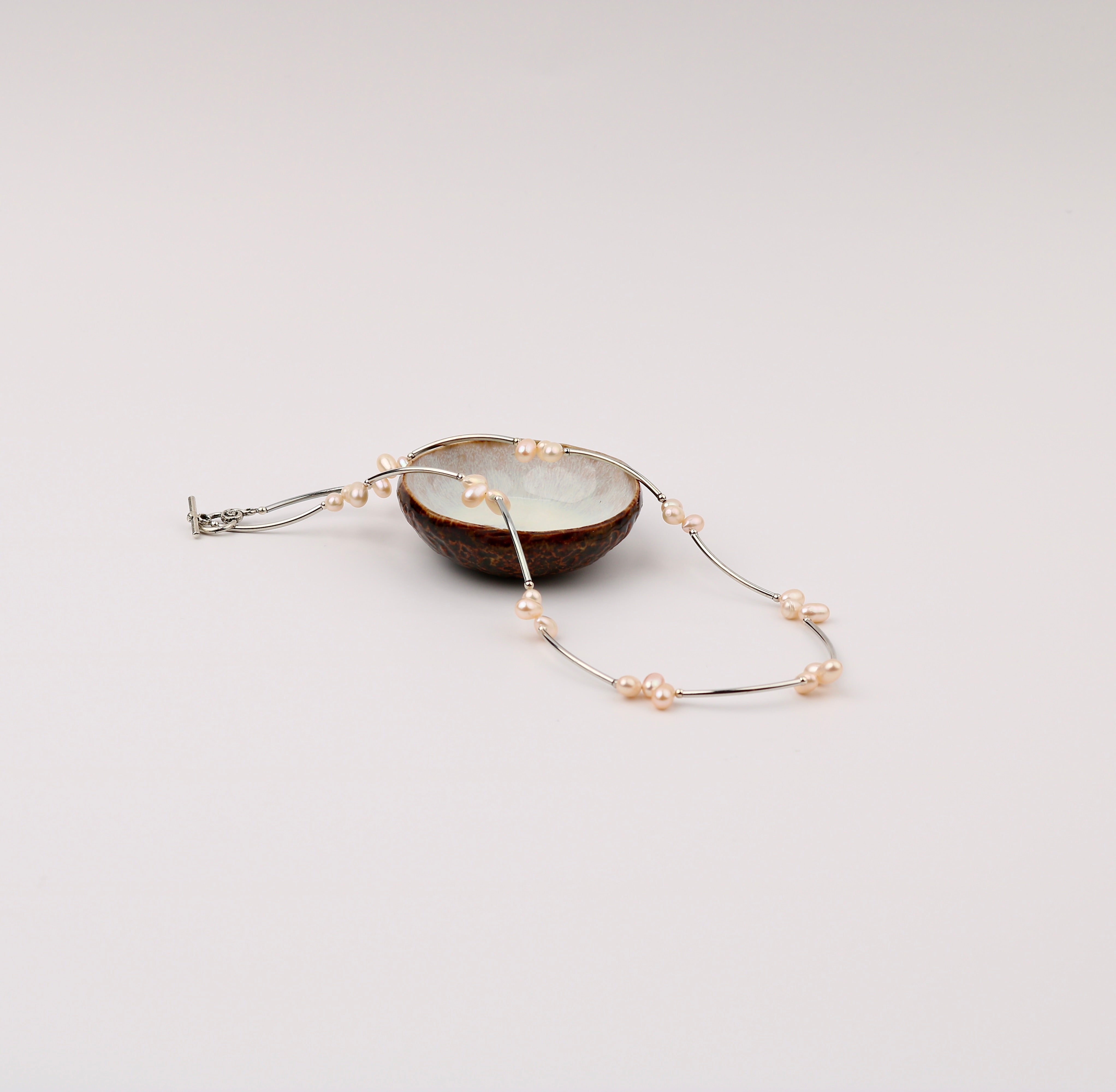 Triple Rice Pearl w Long Tube Necklace.