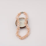 Pink Rice Triple String Twisted Necklace