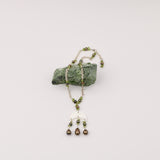 Brown Water Drop Pear w Peridot Chips Pendent Necklace