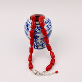 Big Chunk Red Coral Cylinder Necklace