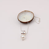 Silver Drum w White Pearl Pendent