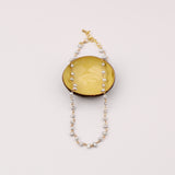 Brass Wired Rice Pearl Necklace