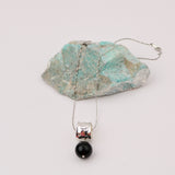 Silver Drum w Onyx Ball Pendent
