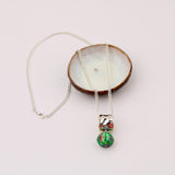 Silver Drum w Green Cloisonne Pendent