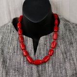 Big Chunk Red Coral Cylinder Necklace