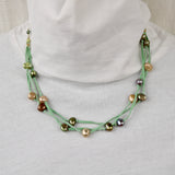 Suede Strips w Pearl Necklace