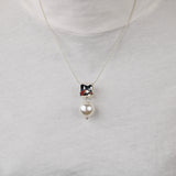 Silver Drum w White Pearl Pendent