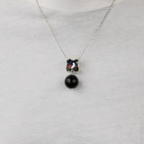 Silver Drum w Onyx Ball Pendent