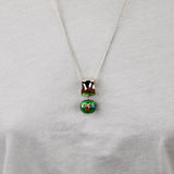 Silver Drum w Green Cloisonne Pendent