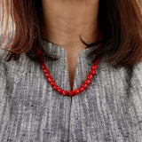 Red Coral Cylinder Necklace