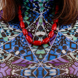 Big Chunk Red Coral Cylinder Necklace