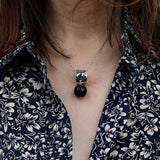 Silver Drum w Onyx Ball Pendent