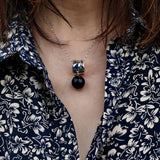 Silver Drum w Onyx Ball Pendent