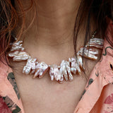 Silver Tube w Keishi Pearl Necklace