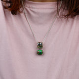 Silver Drum w Green Cloisonne Pendent
