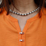 White Pearl w Silver Star Necklace