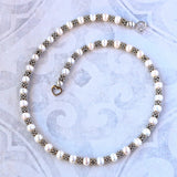 White Pearl w Silver Star Necklace