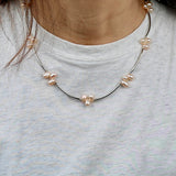 Triple Rice Pearl w Long Tube Necklace.